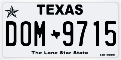 TX license plate DOM9715