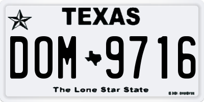 TX license plate DOM9716