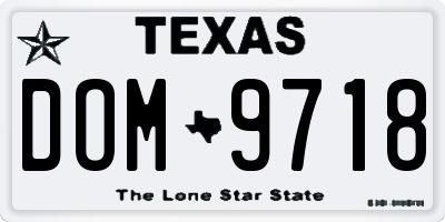 TX license plate DOM9718