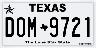 TX license plate DOM9721