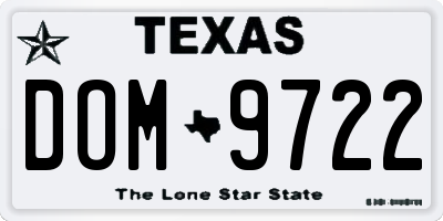 TX license plate DOM9722
