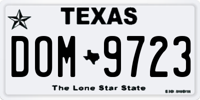 TX license plate DOM9723
