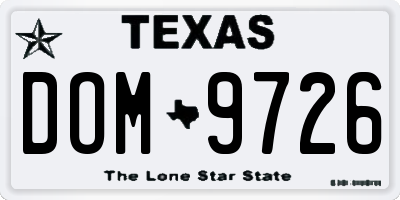 TX license plate DOM9726