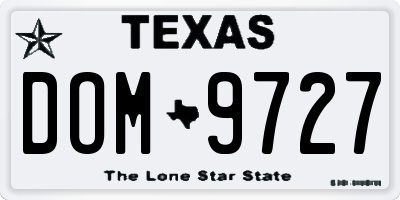 TX license plate DOM9727