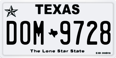 TX license plate DOM9728