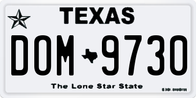 TX license plate DOM9730
