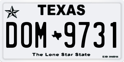 TX license plate DOM9731