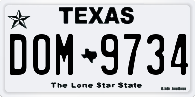 TX license plate DOM9734