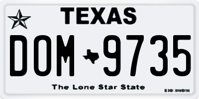 TX license plate DOM9735