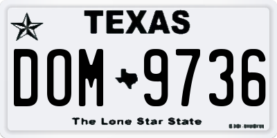 TX license plate DOM9736