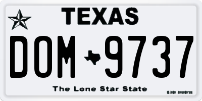 TX license plate DOM9737