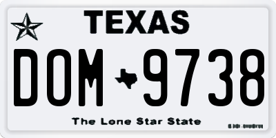 TX license plate DOM9738