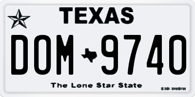TX license plate DOM9740