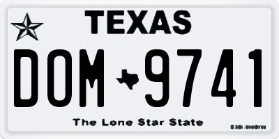 TX license plate DOM9741