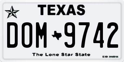 TX license plate DOM9742