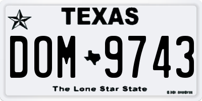 TX license plate DOM9743
