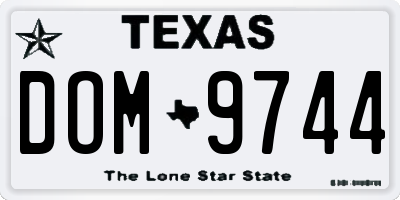 TX license plate DOM9744