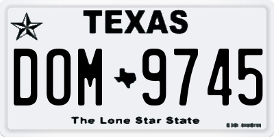TX license plate DOM9745