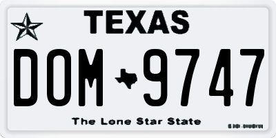 TX license plate DOM9747