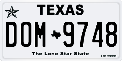 TX license plate DOM9748