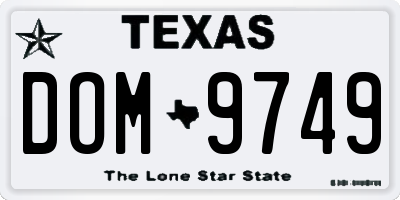 TX license plate DOM9749