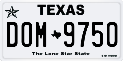 TX license plate DOM9750