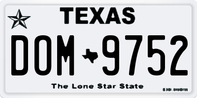 TX license plate DOM9752