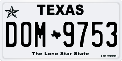 TX license plate DOM9753