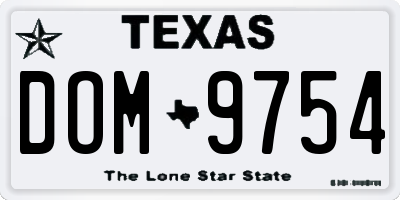 TX license plate DOM9754