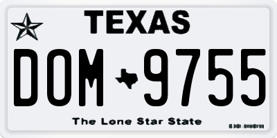 TX license plate DOM9755