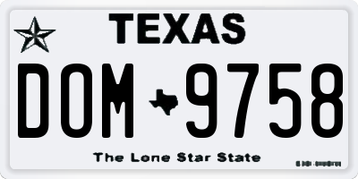 TX license plate DOM9758