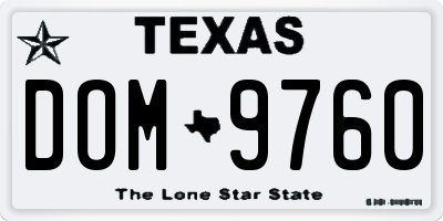 TX license plate DOM9760