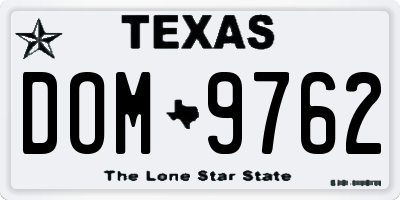 TX license plate DOM9762
