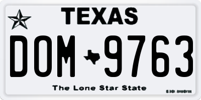 TX license plate DOM9763