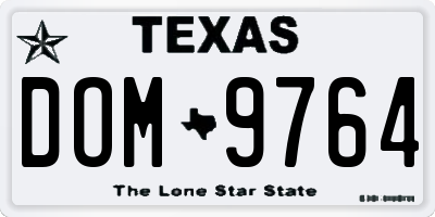 TX license plate DOM9764