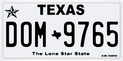 TX license plate DOM9765