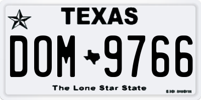 TX license plate DOM9766