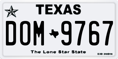 TX license plate DOM9767