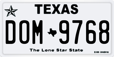 TX license plate DOM9768