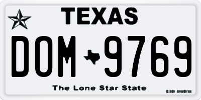 TX license plate DOM9769