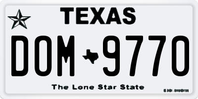 TX license plate DOM9770
