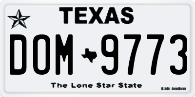 TX license plate DOM9773