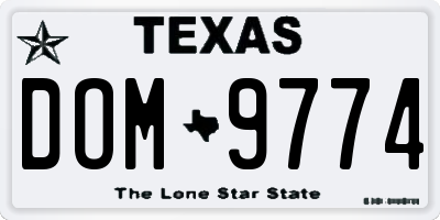 TX license plate DOM9774
