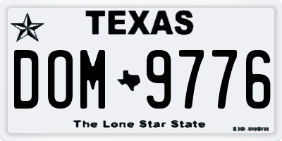 TX license plate DOM9776