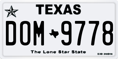 TX license plate DOM9778