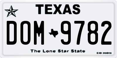 TX license plate DOM9782