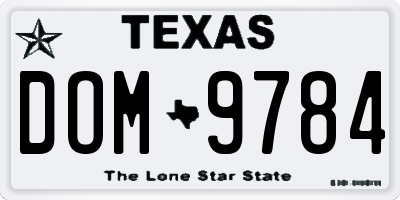 TX license plate DOM9784