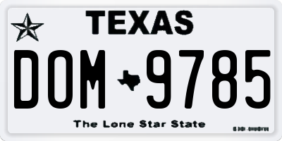 TX license plate DOM9785