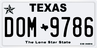 TX license plate DOM9786