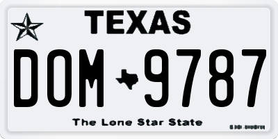 TX license plate DOM9787